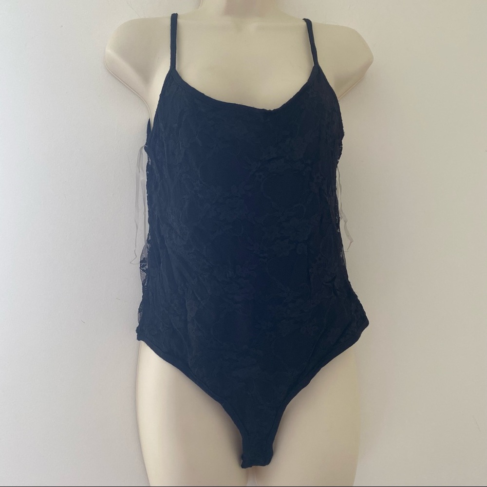 Black Lace Bodysuit with Adjustable Straps - Women Intimates